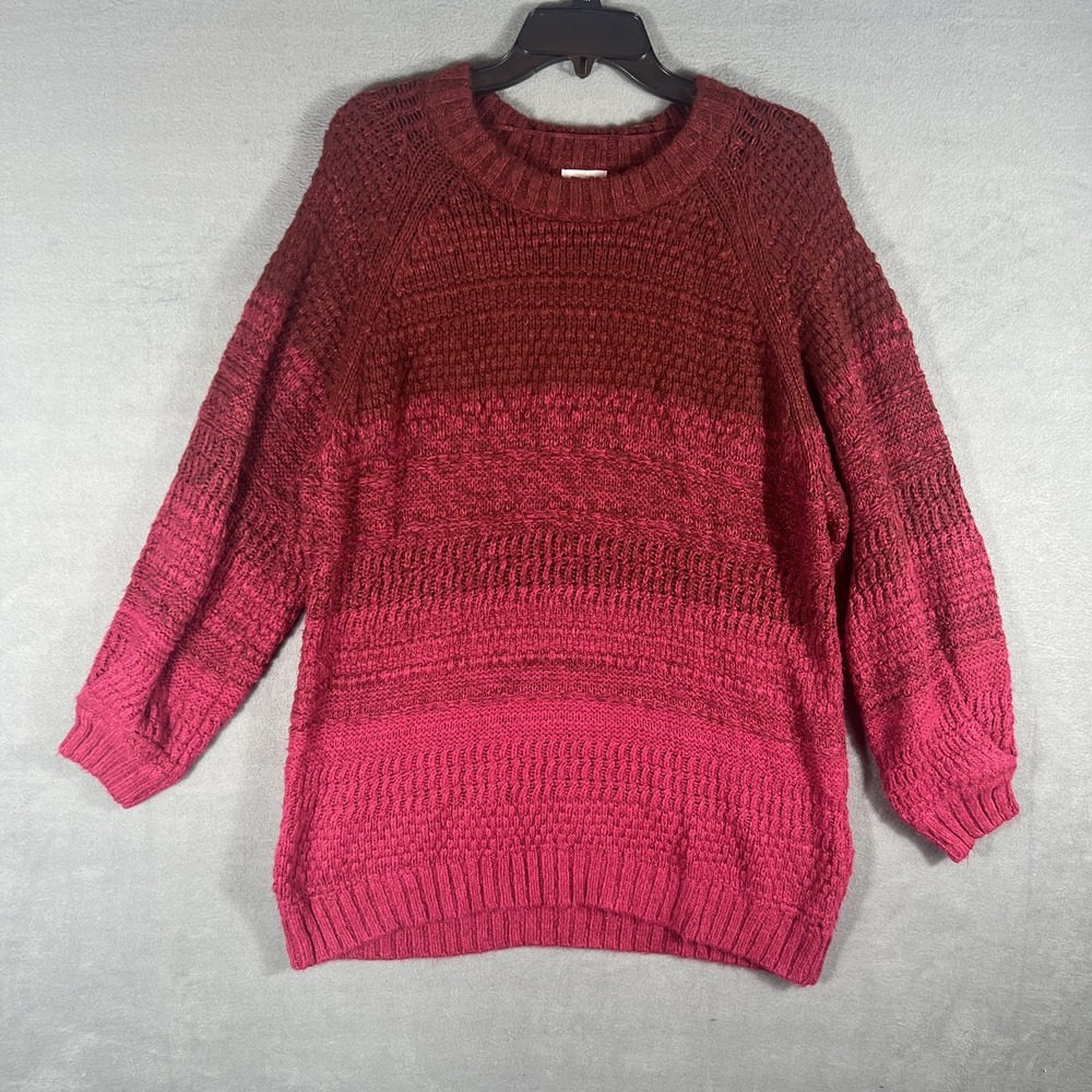 Isabel Maternity by Ingrid & Isabel Sweater Women's L Ombre Pink Red Knit Raglan